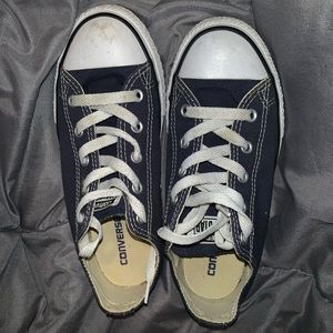 Navy Converse low tops